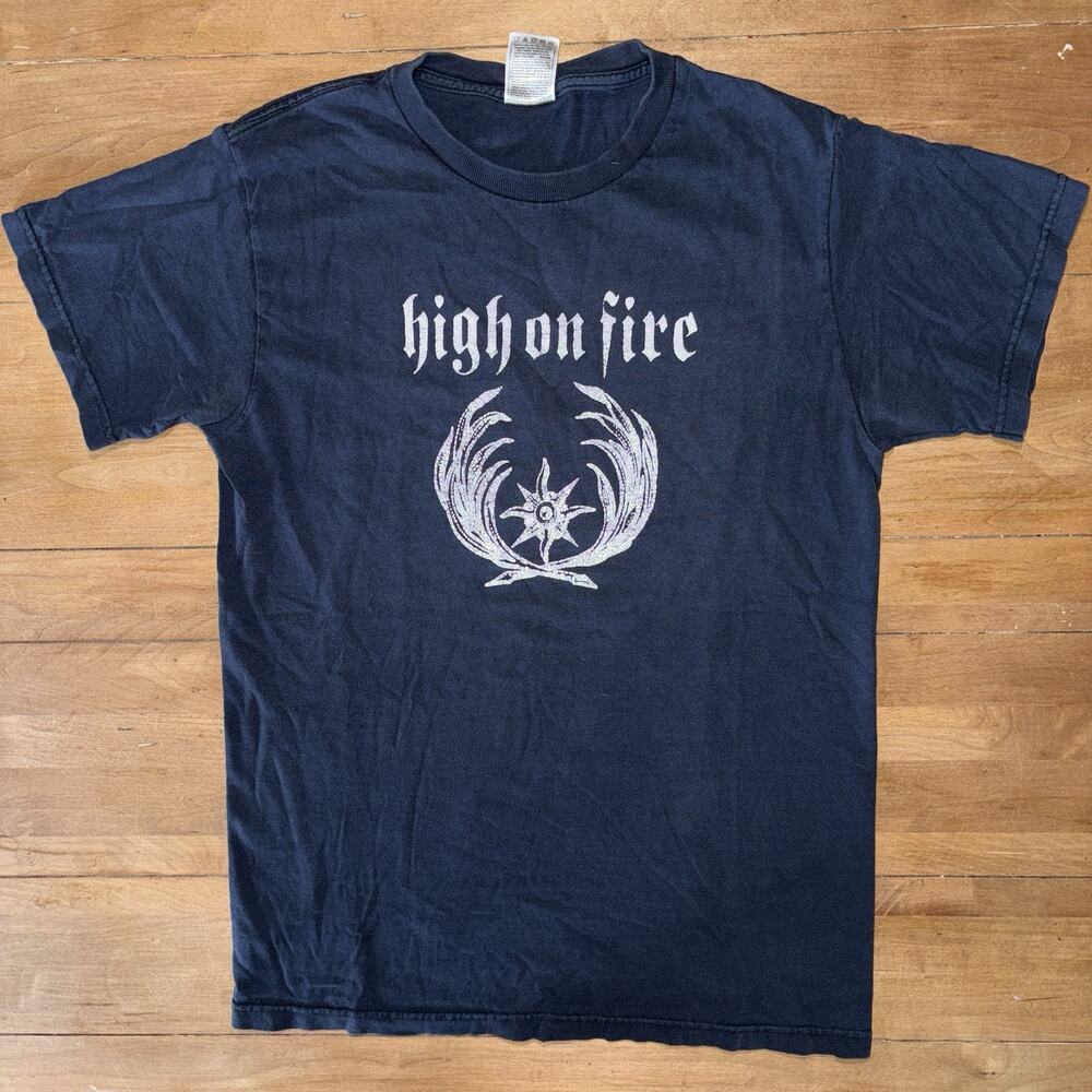 Vintage HIGH ON FIRE Band Antlers Tour Shirt S Doom Metal Stoner Sleep Punk Y2K